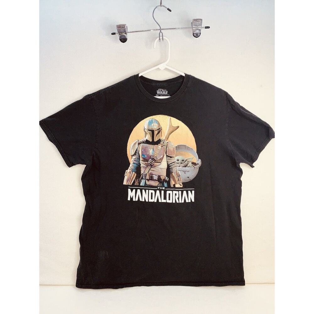 Star Wars The Mandalorian Yoda Graphic Print T-shirt Short Sleeve Black Mens XL